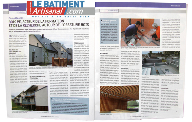Le Bâtiment artisanal : BOIS PE, Acteur de la formation et de la recherche autour de l'ossature bois