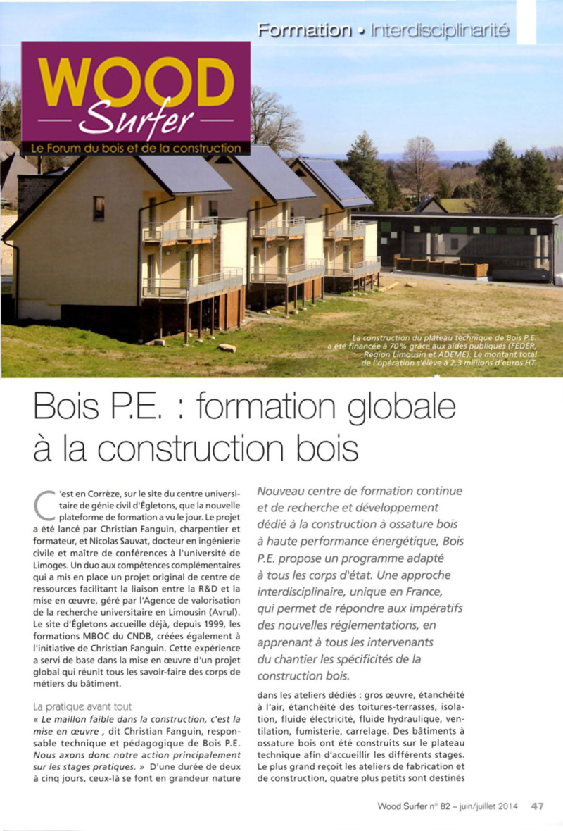 Wood Surfer : Bois PE, formation globale à la construction bois