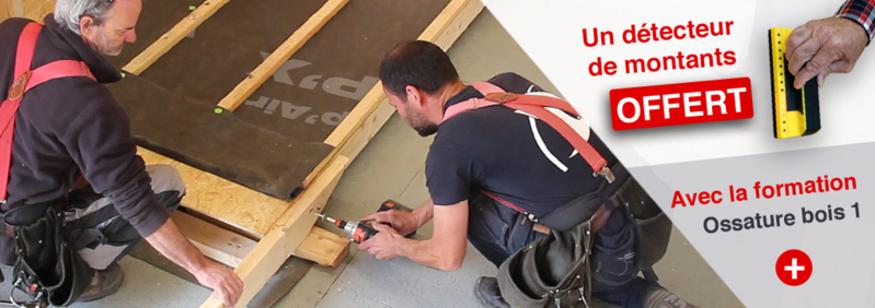 Un détecteur de montants offert avec le stage Ossature bois + extensions Un détecteur de montants offert avec le stage Ossature bois + extensions