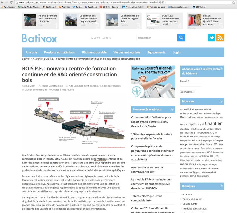 BatiVox : BOIS PE : nouveau centre de formation continue et de R&D orienté construction bois