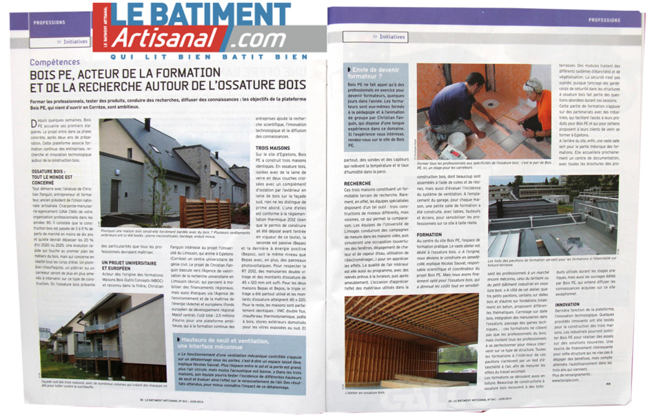 Le Bâtiment artisanal : BOIS PE, Acteur de la formation et de la recherche autour de l'ossature bois